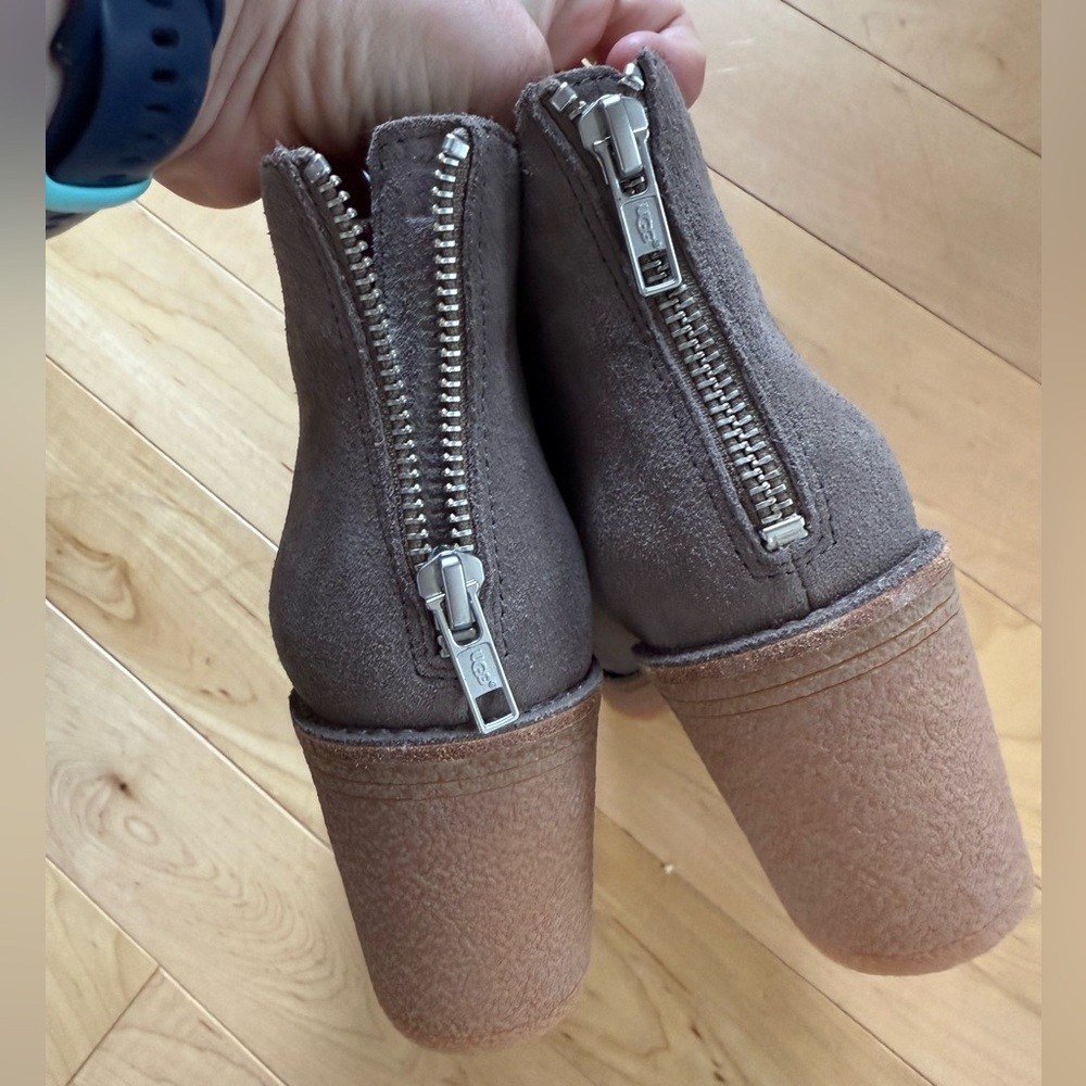 UGG Corin gray suede fridge tassel ankle booties, size 6.5 - Picture 6 of 12
